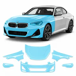 Антигравійна захисна бронеплівка за лекалами для BMW 2 Series G42 2021- передня частина авто (капот бампер фари крила)