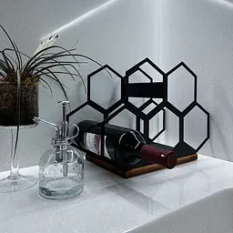 Підставка для вина Nice & Cozy Соти на 5 пляшок з дерев'яною основою - мініатюра 4