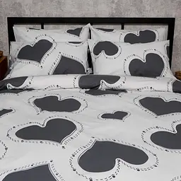 Комплект постільної білизни Moon&Star Бязь Gold Люкс Grey Love євро 200х220 наволочки 4х50х70 - мініатюра 3