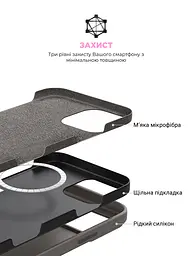 Силиконовый чехол с MagSafe для Apple iPhone 16 Pro, ICON2 MagCase, серый, противоударный, панель с мягкой подкладкой, защита всего корпуса, поддержка беспроводной зарядки, совместим с защитными стеклами и пленками, ArmorStandart (ARM81316) - мініатюра 6