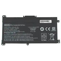 Батарея Hewlett Packard для ноутбука HP BK03XL (Pavilion X360: 14-BA000 series) 11.55V 3400mAh Чорний - мініатюра 3
