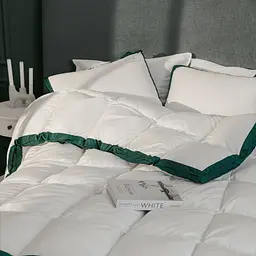 Ковдра MirSon Imperial Satin Luxe літня 110х140 см біла із зеленим кантом - мініатюра 7
