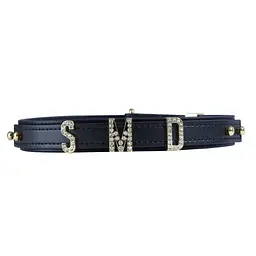 Нашийник LOCKINK Dark DIY Alphabet Collar, чорний, штучна шкіра, букви зі стразами - мініатюра 2