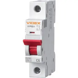Автоматичний вимикач RS4 1п 6А 4,5кА С Videx Resist (VF-RS4-AV1C06)