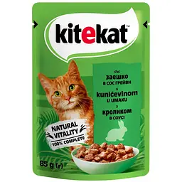 Влажный корм для котов Kitekat, с кроликом в соусе, 85 г