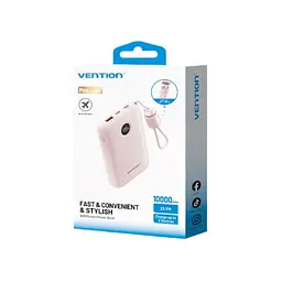 Батарея універсальна Vention 10000mAh, 22.5W, PD, QC, Pink (FKAP0-C) - мініатюра 5