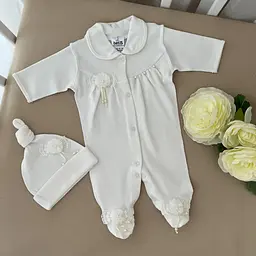 Чоловічок "Намистинка" з шапочкою інтерлок зріст 50 см (0 – 1 місяць) Betis Молочний