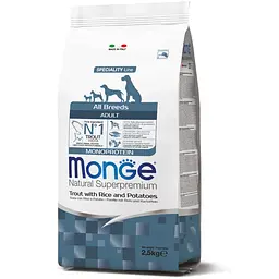 Сухий корм для дорослих собак MONGE DOG Monoprotein Adult усіх порід з фореллю 2,5 кг