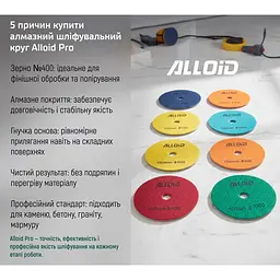 Круг алмазний Alloid Building Tools шліфувальний на липучці 100 мм зерно 400 (DD-63288) - мініатюра 7