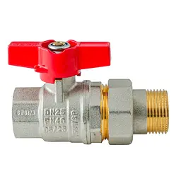 Кран з американкою Koer Extreme KE.227-25 - 1" ручка "метелик" червона KR5767 - мініатюра 3