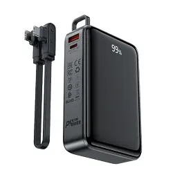 Батарея універсальна Acefast 20000mAh 22,5W PD, QC/3.0 USB-A+USB-C In/Out,build-in cable M14 Black (6974316283966) - мініатюра 7