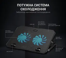 Охолоджувальна підставка для ноутбука до 15.6 дюйма GamePro GPCP-413 2xUSB 2xfans - мініатюра 8