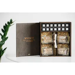 Подарунковий набір Whiskey Stones камені для віскі в дерев'яному пеналі №4 + 4 склянки Pasabahce Baltic + щипці + мішечок - мініатюра 2