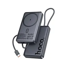 Батарея універсальна HOCO 10000 mAh Origen Dual PD/20W Magnetic with cable Type-C Metal Gray (Q44 / 714983) - мініатюра 2