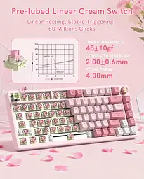 Ігрова дротова механічна клавіатура Womier VK75 / Cream Switch / Pink - мініатюра 4