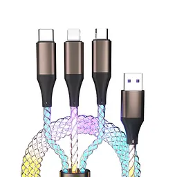 Зарядний пристрій No Brand 3в1 USB to Lightning/Type-c/Micro USB 1 м White (V4T-0031-98) - мініатюра 3