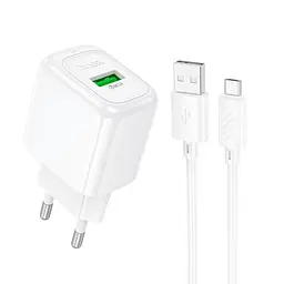 Сітчасте зарядне пристрій HOCO CS52A Surplus single-port QC3.0 charger + Micro білий