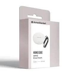 Силіконовий чохол для навушників OPPO Enco Free4, Hang Case, білий, ультратонкий захисний кейс товщиною 2 мм, захист від подряпин, пилу та ударів, компактний, з карабіном для кріплення, ArmorStandart (ARM86148) - мініатюра 3