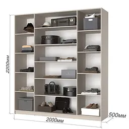 Шафа 4-дверна з антресоллю MebelStar Оскар ДСП BL-B, 4 додаткові полиці 200x52x260 см Антрацит (MBS-5100) - мініатюра 3