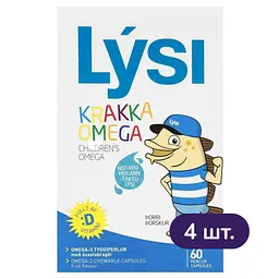 Омега-3 для дітей Lysi з вітаміном D3 жувальні капсули з фруктовим смаком №60 4 упак.