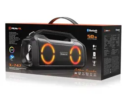 Колонка портативна 2.0 REAL-EL X-747 Black, 2 x 25 Вт, пластиковий корпус, Bluetooth, MicroSD / USB, IPX5, живлення від акумулятора, 2x3600мА * год, керування зверху - мініатюра 5