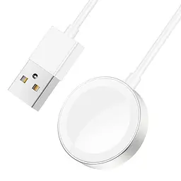 Заряджання кабель магнітний HOCO CW39 Wireless charger USB для iWatch 1 - 7 / SE біле - мініатюра 4