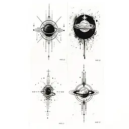 Набір тимчасових тату Космос black-tattoo-mini-set-space із 4 чорних по 9,5 х 5,5 см
