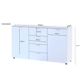 Комод Doros Рон 5 Білий 2 фасади 4 шухляди 140х38х81 (44900223) - мініатюра 5
