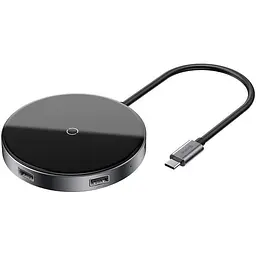 Бездротовий зарядний пристрій Baseus Circular Xiaomirror Wireless Charger Hub Type-C to USB3.0+USB2.0 Type-C WXJMY-0G