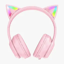 Бездротові ігрові навушники з котячими вушками Onikuma B90 з RGB підсвічуванням Навушники для стрімінгу Рожевий - мініатюра 2