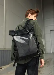 Чоловічий рюкзак Sambag ROLLTOP HACKING чорний 41 х 30 х 16 см (24460001m) - мініатюра 3