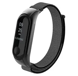 Нейлоновий ремінець Primo для фітнес-браслета Xiaomi Mi Band 3 Black Grey - мініатюра 2