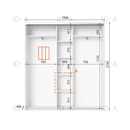 Шафа-купе Idea серія 6 190 x 45 x 210 см Білий - мініатюра 2