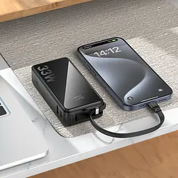 Акумулятор портативний Hoco Q27a power bank 10000mAh 33w інтегрований кабель - мініатюра 6