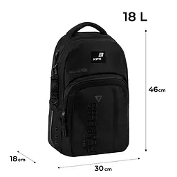 Рюкзак для старшої школи Kite Education teens 2578L Fearless Чорний (K26-2578L) - мініатюра 3