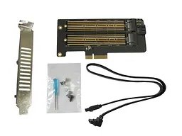 Контроллер Dynamode 2х M.2 NVMe M-Key /SATA B-key SSD to PCI-E 3.0 x4/ x8/ x16, full profile bracket