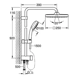 Душова система Grohe Tempesta Cosmopolitan System 250 Cube 26694000, Хром - мініатюра 2