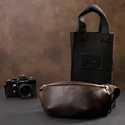 Сумка Grande Pelle Бананка у вінтажній шкірі Коричнева (11154) - мініатюра 2