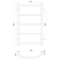 Рушникосушарка UNIO LT W 700-400-5 Драбинка Трапеція (20644) - мініатюра 4