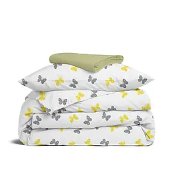 Дитяча постільна білизна в ліжечко BUTTERFLY SC14, жовтий (ButterfliesGrayYellow_78Olive_140)