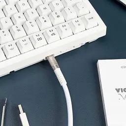 Кабель Keychron USB-A/USB-C USB-C заряджання/синхронізації Keychron, 1м, Type-C, Double-Sleeved Geek, білий (CAB20_KEYCHRON) - мініатюра 2