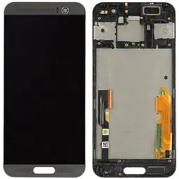 Дисплей HTC One M9 Plus чорний, з рамкою сірого кольору, Gunmetal Gray