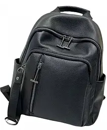 Рюкзак міський Olivia Leather з натуральної шкіри 8 л 25х30 см Чорний