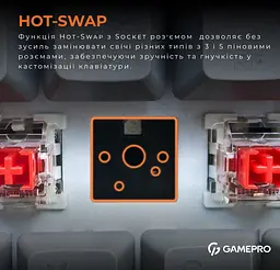 Механічна ігрова клавіатура GamePro GPMK-130G Pro Black Hot-Swap Outemu Red Switch RGB 2.4G/Bluetooth/USB - мініатюра 8