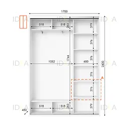 Шафа-купе Idea серія 1 170 x 45 x 240 см Білий - мініатюра 2