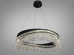 Підвісна LED люстра Diasha P7027/D600BK чорна 68W кришталь - мініатюра 4
