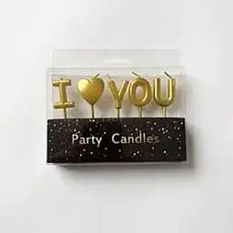 Свічки для торта "I Love You" золоті, набір букв із серцем, декоративні свічки для визнання в любові, святкові свічки напис
