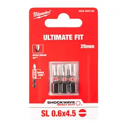 Біта SHOCKWAVE MILWAUKEE, SL0,6x4,5, 25мм, (3шт) - мініатюра 2