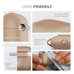 Силіконовий чохол для навушників Apple AirPods 3, Hang Case, пудровий, ультратонкий захисний кейс товщиною 2 мм, захист від подряпин, пилу та ударів, компактний, з карабіном для кріплення, ArmorStandart (ARM60321) - мініатюра 5