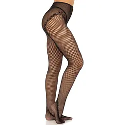 Панчохи Leg Avenue Crotchless Net Tights With Heart Backseam Black One Size - мініатюра 2